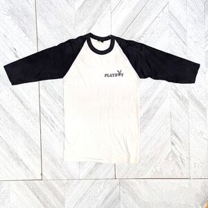 Vintage Playboy Baseball Ringer Tee Raglan Cut Single Stitch Tag size Large